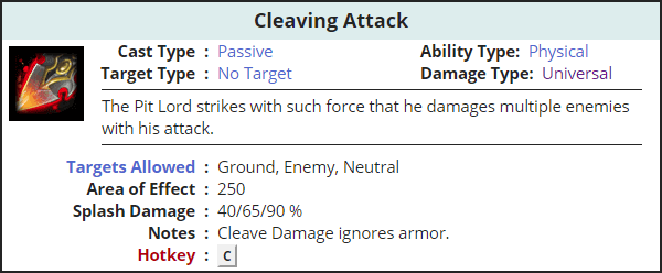 Описание способности Cleaving Attack